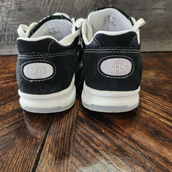 SAS Women’s Mesh Walking Sneakers Black White Size 7.5 W Wide Comfort Shoes - Picture 4 of 7